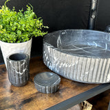 Black Marble Vessel Sink, Natural Stone Bathroom Sink, Round Luxury Vanity Basin, Handcrafted Wash Basin, Modern Bathroom Decor