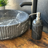 Black Marble Vessel Sink, Natural Stone Bathroom Sink, Round Luxury Vanity Basin, Handcrafted Wash Basin, Modern Bathroom Decor