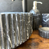 Lavabo de Mármol Negro, Set de Dos para Baño Principal, Lavabo de Piedra Natural, Lavabo Doble Redondo de Lujo, Lavabo Artesanal