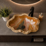 Onyx Rustic Vessel Sink, Natural Stone Bathroom Sink, Handmade Onyx Basin, Luxury Vanity Sink, Irregular Stone Wash Basin