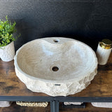 Handmade Travertine Stone Vessel Sink | Natural Rock Bathroom Sink | Rustic Modern Vanity Basin | One of a Kind Stone Sink | Wabi Sabi