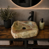 Rustic Onyx Stone Vessel Sink, Handmade Natural Stone Countertop Sink, Luxury Modern Vanity Basin, Unique High End Bathroom Decor