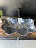 Gray Marble Vessel Sink | Wavy Edge Stone Bathroom Sink | Natural Marble Basin | Modern Luxury Vanity Sink