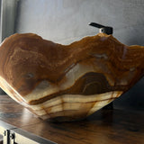 Green Onyx Stone Vessel Sink, Handmade Natural Onyx Countertop Sink, Luxury Modern Vanity Basin, Unique Marble Sink, High End Bathroom Decor (Piece I)