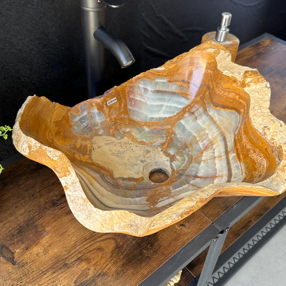 Green Onyx Stone Vessel Sink, Handmade Natural Onyx Countertop Sink, Luxury Modern Vanity Basin, Unique Marble Sink, High End Bathroom Decor
