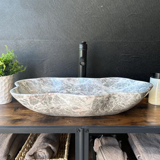 Lavabo de Mármol para Baño | Lavabo de Mármol Único Hecho a Mano, Lavabo de Piedra Natural, Lavabo de Lujo