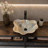Lavabo de Ónix de Lujo, Lavabo de Piedra Natural Hecho a Mano, Lavabo Moderno para Baño, Lavabo Escultural, Borde Ondulado Translúcido