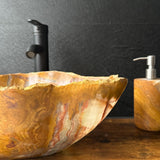Rustic Onyx Bathroom Vessel Sink | Luxury Sink | Unique Hand Carved Onyx Vanity Sink – Natural Stone Bathroom Sink