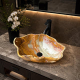 Rustic Onyx Bathroom Vessel Sink | Luxury Sink | Unique Hand Carved Onyx Vanity Sink – Natural Stone Bathroom Sink