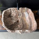 Lavabo Rústico Irregular de Mármol | Lavabo de Baño de Piedra Natural Café | Lavabo Artesanal para Tocador | Lujo