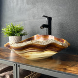 Onyx Rustic Vessel Sink, Natural Stone Bathroom Sink, Handmade Onyx Basin, Luxury Vanity Sink, Irregular Stone Wash Basin (Piece I)
