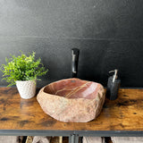 Red River Stone Vessel Sink | Handmade Natural Stone Basin | Raw Stone Over the Counter Sink | Rustic Modern Bathroom