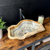 Onyx Rustic Vessel Sink, Natural Stone Bathroom Sink, Handmade Onyx Basin, Luxury Vanity Sink, Irregular Stone Wash Basin