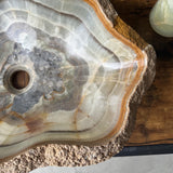Onyx Rustic Vessel Sink, Natural Stone Bathroom Sink, Handmade Onyx Basin, Luxury Vanity Sink, Irregular Stone Wash Basin