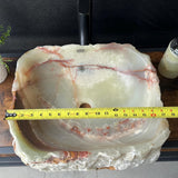 Rustic Green Onyx Bathroom Vessel Sink | Luxury Sink | Unique Hand Carved Onyx Vanity Sink – Natural Stone Bathroom Sink
