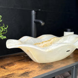 Luxury Onyx Sink, Handmade Natural Stone Vessel Sink, Modern Bathroom Vanity Basin, Sculptural Marble Sink, Translucent Wavy Edge Sink (Piece II)
