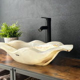 Luxury Onyx Sink, Handmade Natural Stone Vessel Sink, Modern Bathroom Vanity Basin, Sculptural Marble Sink, Translucent Wavy Edge Sink (Piece II)