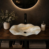 Luxury Onyx Sink, Handmade Natural Stone Vessel Sink, Modern Bathroom Vanity Basin, Sculptural Marble Sink, Translucent Wavy Edge Sink (Piece II)