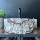 Lavabo de Piedra de Ónix | Lavabo de Piedra Natural | Lavabo Moderno Irregular de Ónix Hecho a Mano | Lavabo Redondo Rústico