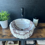Lavabo de Piedra de Ónix | Lavabo de Piedra Natural | Lavabo Moderno Irregular de Ónix Hecho a Mano | Lavabo Redondo Rústico