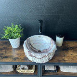 Lavabo de Piedra de Ónix | Lavabo de Piedra Natural | Lavabo Moderno Irregular de Ónix Hecho a Mano | Lavabo Redondo Rústico