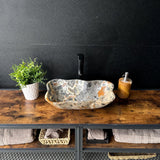 Green Onyx Bathroom Vessel Sink | Luxury Sink | One-of-a-Kind Hand Carved Onyx Bowl Sink – Natural Stone Bathroom Basin