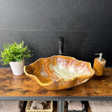 Rustic Onyx Bathroom Vessel Sink | Luxury Sink | Unique Hand Carved Onyx Vanity Sink – Natural Stone Bathroom Sink