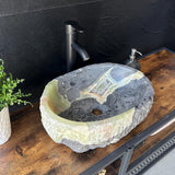 Rustic Green Onyx Bathroom Vessel Sink | Luxury Sink | Unique Hand Carved Onyx Vanity Sink – Natural Stone Bathroom Sink