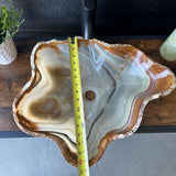 Green Onyx Bathroom Vessel Sink | Live Edge Luxury Sink | One-of-a-Kind Hand Carved Onyx Bowl Sink – Natural Stone Bathroom Basin