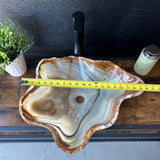 Green Onyx Bathroom Vessel Sink | Live Edge Luxury Sink | One-of-a-Kind Hand Carved Onyx Bowl Sink – Natural Stone Bathroom Basin