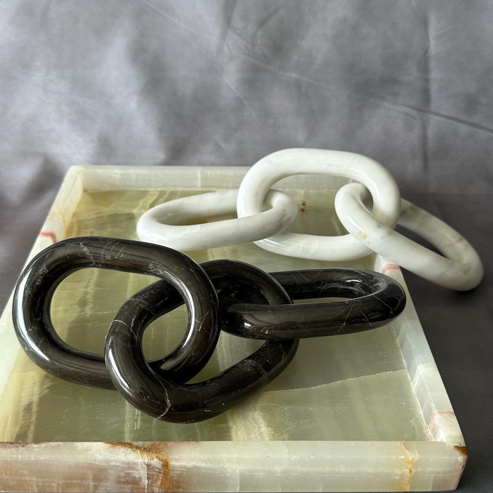 Handmade Marble Chain Decor, Natural Stone Link Sculpture, Luxury Coffee Table Accent, Modern Shelf Decor, High End Home Styling