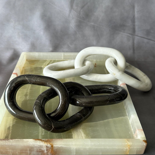 Handmade Marble Chain Decor, Natural Stone Link Sculpture, Luxury Coffee Table Accent, Modern Shelf Decor, High End Home Styling