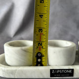 Set of 3 White Marble Natural Stone Salsa Set and Marble Tray - Handmade Serving Set Natural Stone