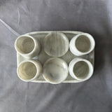 Tequila and Mezcal Shot Glass Set with Tray and Salt/Lemon Trays – Handmade Stone Mezcal Cups, Luxury Modern Barware, Organic Resort Decor