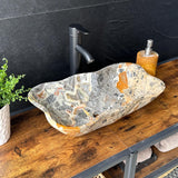 Green Onyx Bathroom Vessel Sink | Luxury Sink | One-of-a-Kind Hand Carved Onyx Bowl Sink – Natural Stone Bathroom Basin