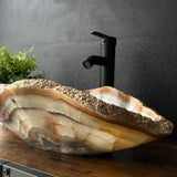 Onyx Rustic Vessel Sink, Natural Stone Bathroom Sink, Handmade Onyx Basin, Luxury Vanity Sink, Irregular Stone Wash Basin