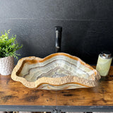Onyx Rustic Vessel Sink, Natural Stone Bathroom Sink, Handmade Onyx Basin, Luxury Vanity Sink, Irregular Stone Wash Basin