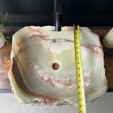 Rustic Green Onyx Bathroom Vessel Sink | Luxury Sink | Unique Hand Carved Onyx Vanity Sink – Natural Stone Bathroom Sink