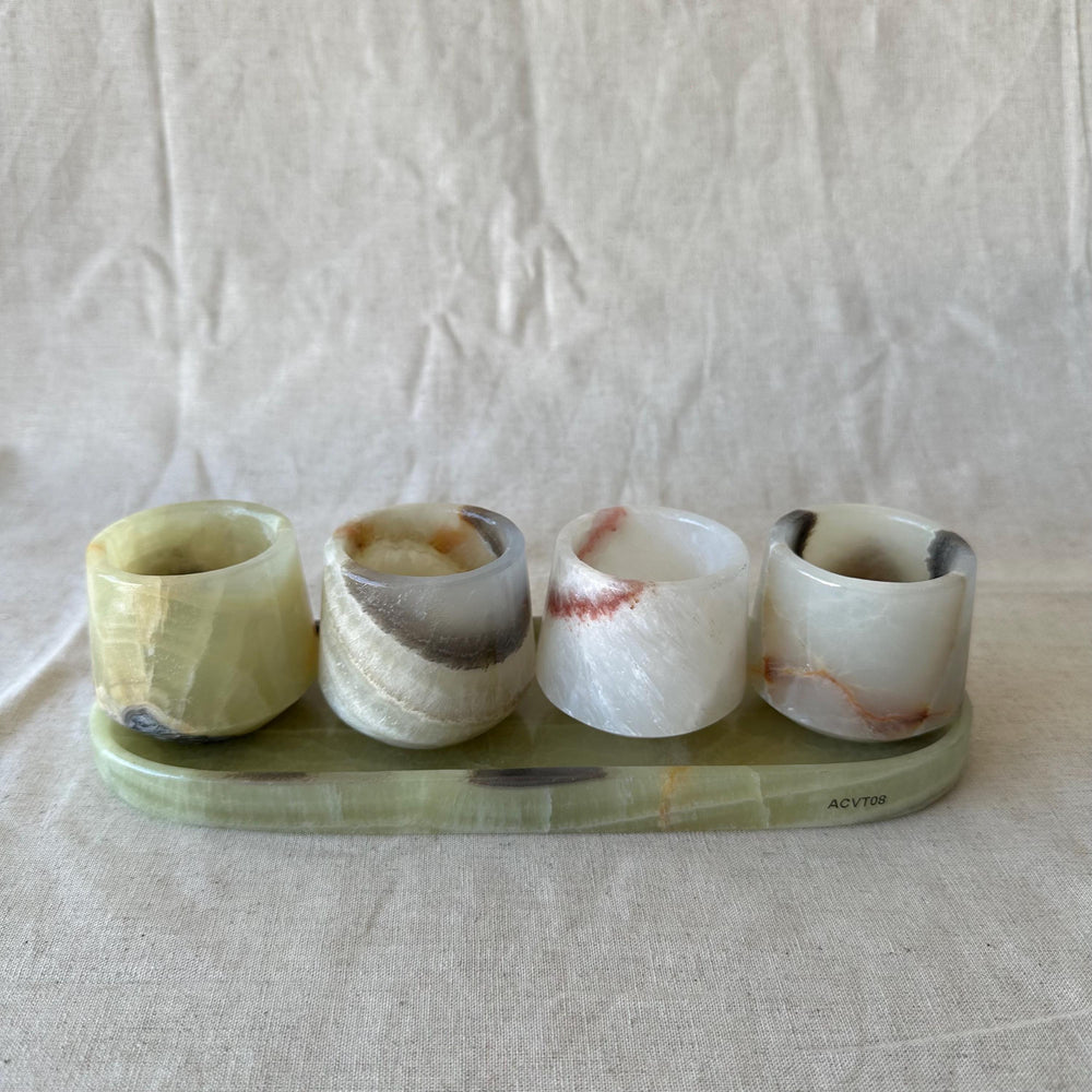 Onyx & Marble Tequila Set, Handmade Mezcalero Set, Luxury Stone Shot Glass Set, Modern Bar Decor, Unique Gift for Him