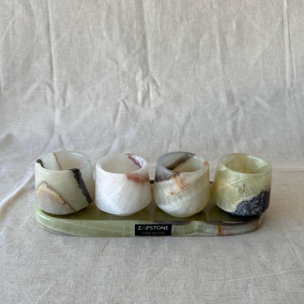 Onyx & Marble Tequila Set, Handmade Mezcalero Set, Luxury Stone Shot Glass Set, Modern Bar Decor, Unique Gift for Him
