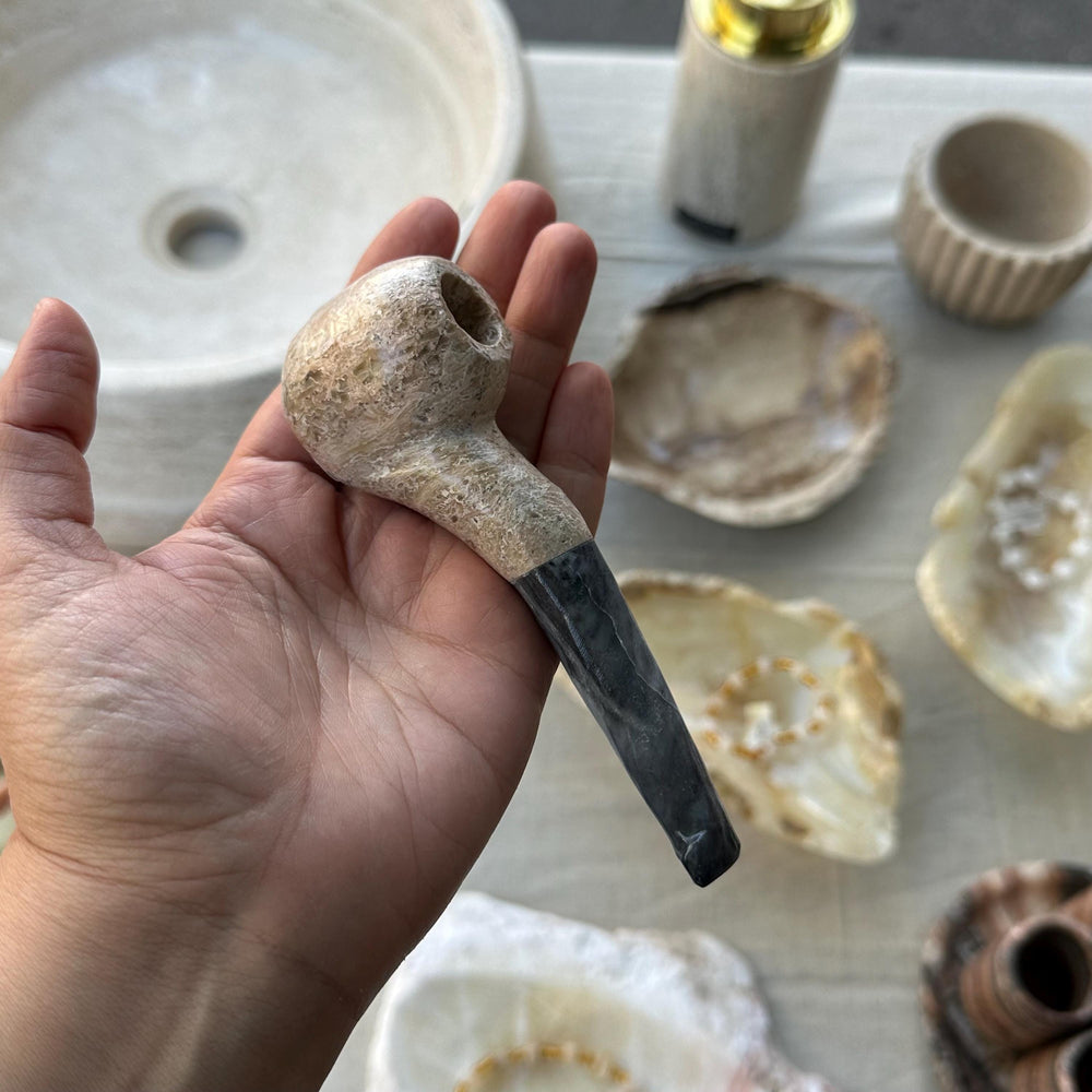 Tobacco Pipe Travertine & Marble | Luxury Natural Stone Pipe