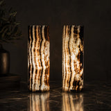Pareja de Lámparas de Mesa de Ónix Hechas a Mano | Lámpara de Noche de Lujo | Decoración Elegante | Iluminación Moderna para el Hogar