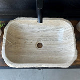 Rustic Travertine Stone Vessel Sink | Natural Rock Bathroom Sink | Handmade Modern Vanity Basin | One of a Kind Stone Sink | Wabi Sabi
