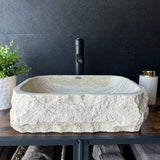Rustic Travertine Stone Vessel Sink | Natural Rock Bathroom Sink | Handmade Modern Vanity Basin | One of a Kind Stone Sink | Wabi Sabi