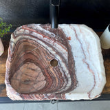 Rustic Squared Onyx Vessel Sink | Rare Natural Stone Bathroom Sink | Handmade Vanity Sink | Luxury