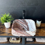 Rustic Squared Onyx Vessel Sink | Rare Natural Stone Bathroom Sink | Handmade Vanity Sink | Luxury