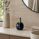Black Marble Soap Dispenser – Luxury Bathroom Decor, Modern Stone Lotion Pump, Minimalist Vanity Accessory
