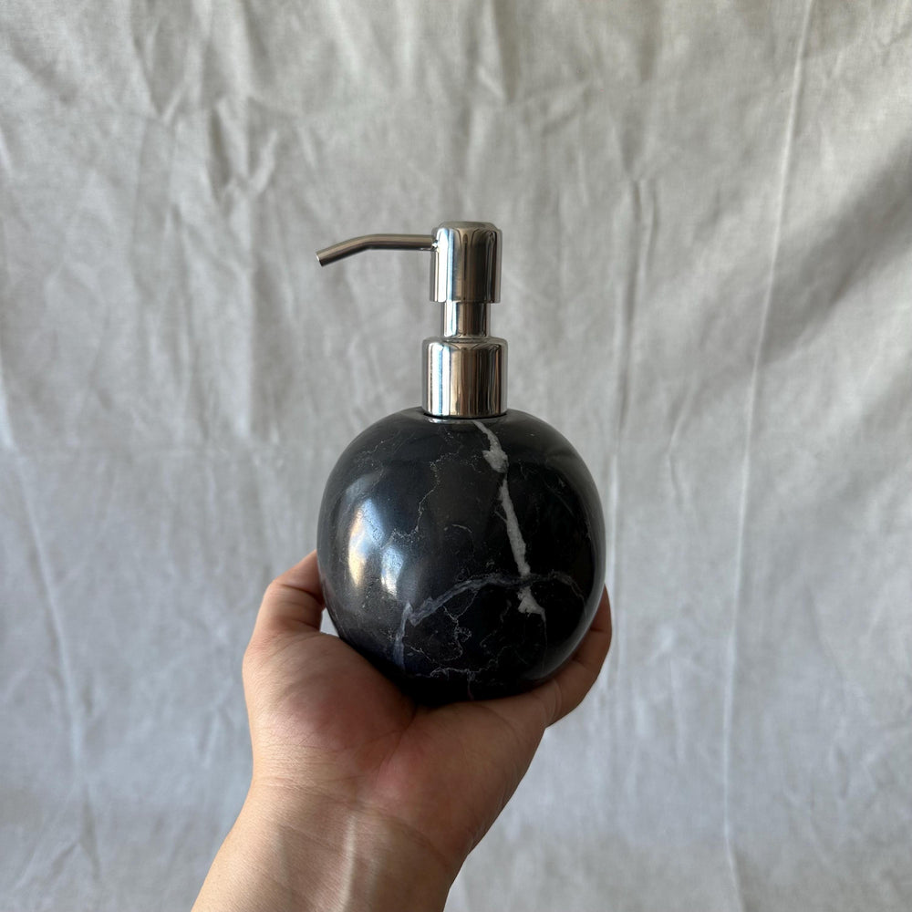 Black Marble Soap Dispenser – Luxury Bathroom Decor, Modern Stone Lotion Pump, Minimalist Vanity Accessory