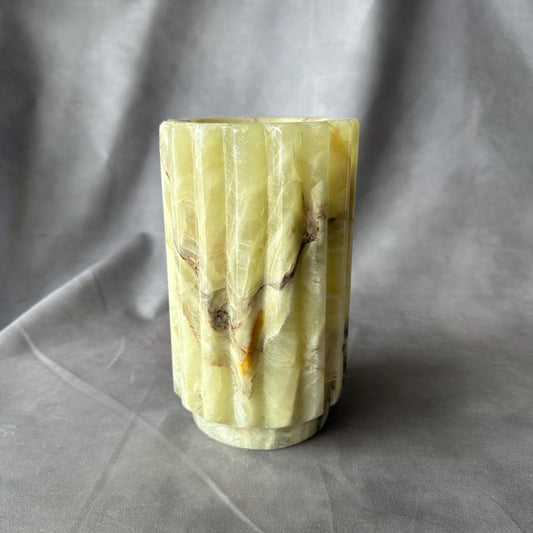 Handmade Marble Vase – Fluted Stone Flower Vase – Luxury Modern Home Decor – Handmade Marble Centerpiece – Elegant Coffee Table Accent