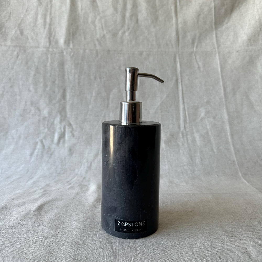 Black Marble Soap Dispenser – Luxury Bathroom Decor, Modern Stone Lotion Pump, Minimalist Vanity Accessory